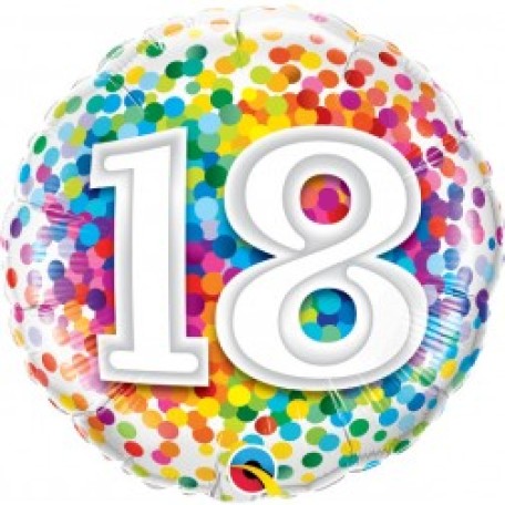 Balloon Foil 18 Inch 018 Rainbow Confetti