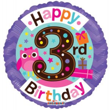 Balloon Foil 18 Inch 3rd Birthday Girl