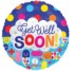 Balloon Foil 18 Inch Get Well Soon Dots