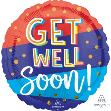 Balloon Foil 18 Inch Get Well Soon Stripe