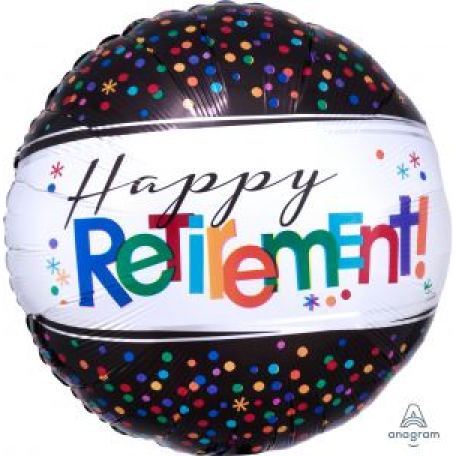 Balloon Foil 18 Inch Happy Retirement Dots