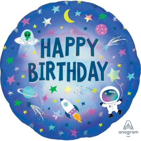 Balloon Foil 18 Inch Happy Birthday Space