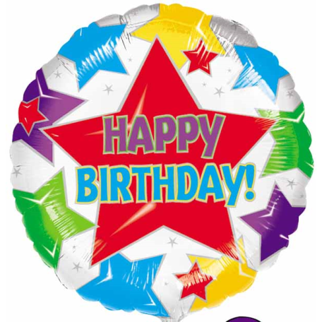 Balloon Foil 18 Inch Happy Birthday Stars