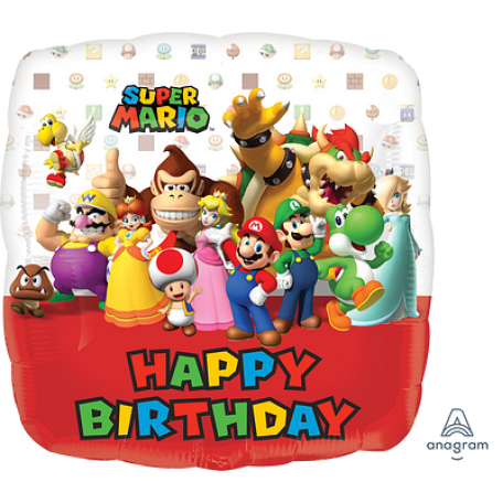 Balloon Foil 18 Inch Super Mario Happy Birthday