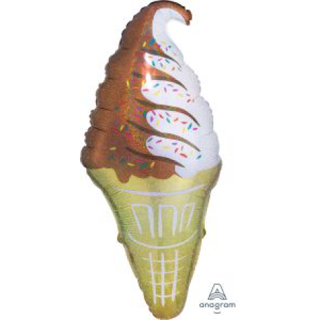 Balloon Foil Super Shape Holographic Ice Creme Cone