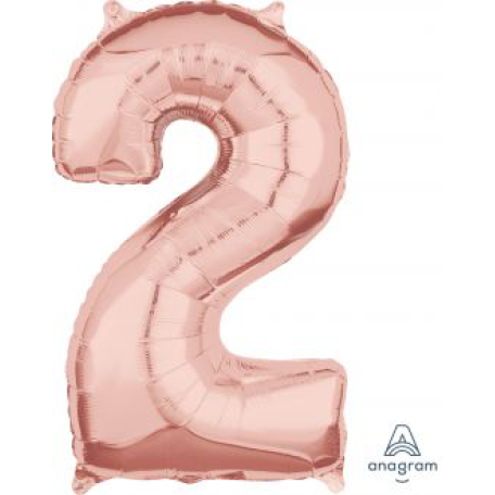 Balloon Foil 34 Inch Rose Gold Number 2 Foil