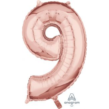 Balloon Foil 34 Inch Rose Gold Number 9