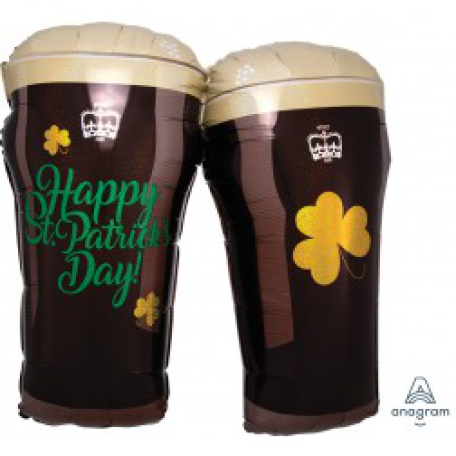 Balloon Foil Super Shape Iridescent St Pattys Beer Glasses