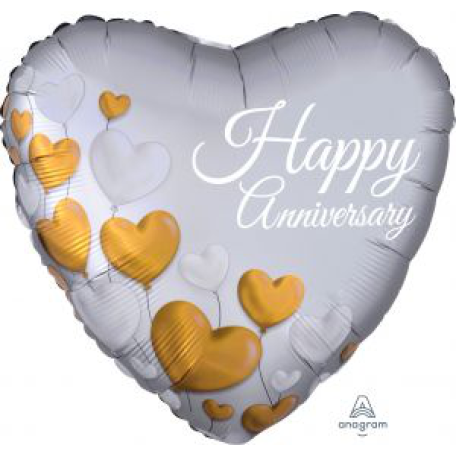 Balloon Foil 18 Inch Anniversary Platinum Hearts