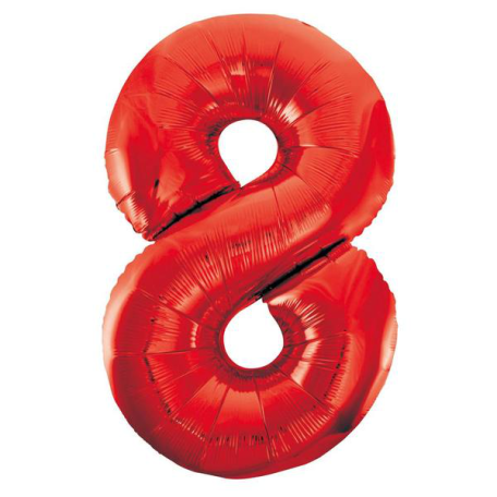 Balloon Foil 34 Inch Red Number 8 Foil