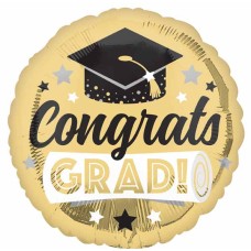 Balloon Foil 18 Inch Congrats Grad Shiny Gold