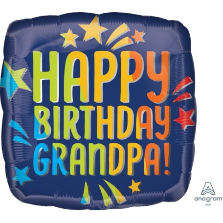 Balloon Foil 18 Inch Happy Birthday Grandpa Rainbow