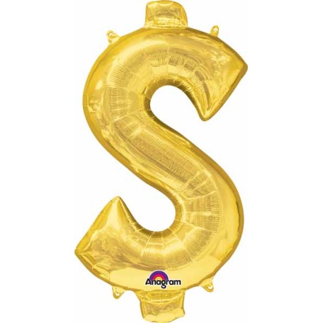 Balloon Foil 34 Inch Gold Dollar Sign