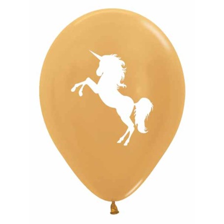 Balloon Latex 11 Inch Fashion Unicorn Metallic Gold