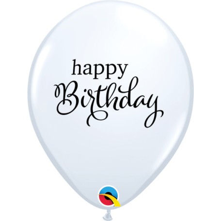 Balloon Latex 11 Inch Fashion Simply Happy Birthday White