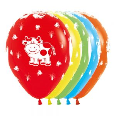 Balloon Latex 11 Inch Fashion Farm Friends ASSORTED COLORS