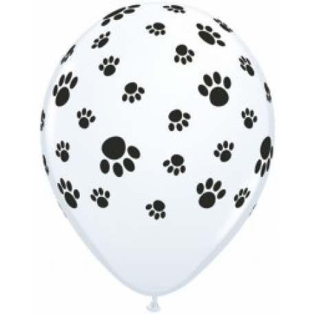 Balloon Latex 11 Inch Fashion Paw Print White