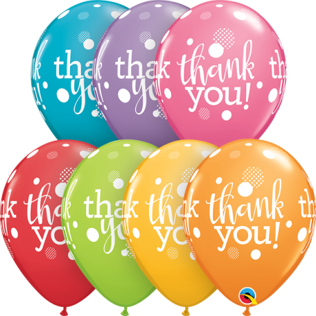 Balloon Latex 11 Inch Fashion Thank You ASSORTED COLOURS