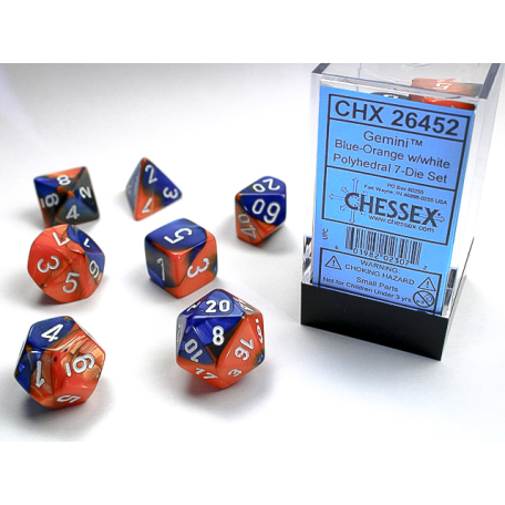 Dice Gemini 7-Die Set Blue-Orange/White