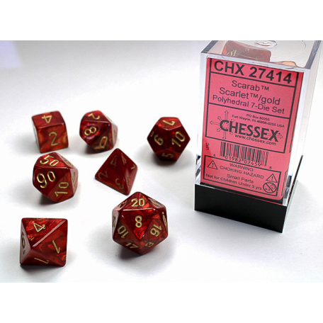 Dice Scarab 7-Die Set Scarlet/Gold