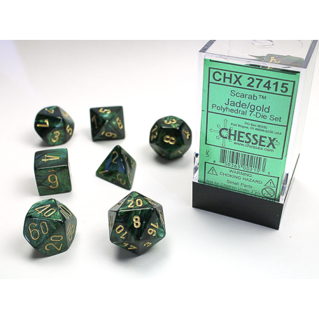 Dice Scarab 7-Die Set Jade/Gold