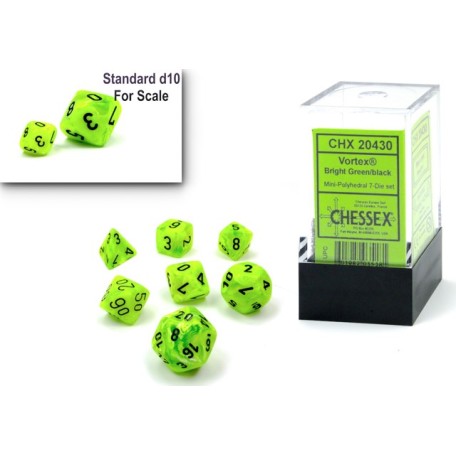 Dice Vortex Mini 7-Die Set Bright Green/Black