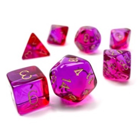 Dice Gemini 7-Die Set Red-Violet/Gold Translucent