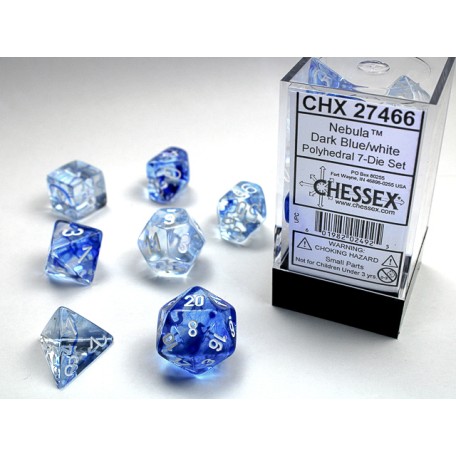 Dice Nebula 7-Die Set Dark Blue/White