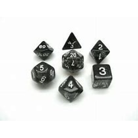 Dice Koplow Glitter Polyhedral 7pc Set Black