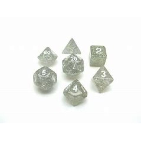 Dice Koplow Glitter Polyhedral 7pc Set Clear