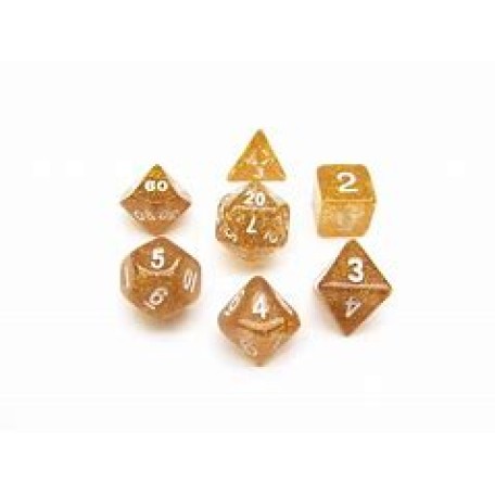 Dice Koplow Glitter Polyhedral 7pc Set Yellow